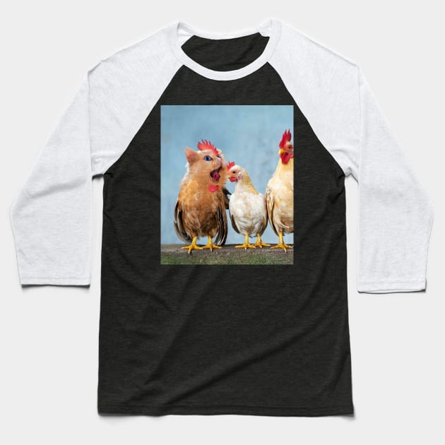 Chickitten Chicat Cat Chicken Hybrid Baseball T-Shirt by Random Galaxy